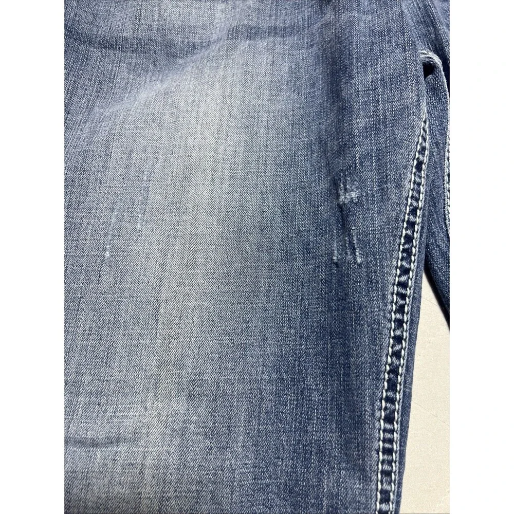 BKE Denim Tyler Straight Jeans Men's 36R(36x32) Dark Wash Factory Distressing